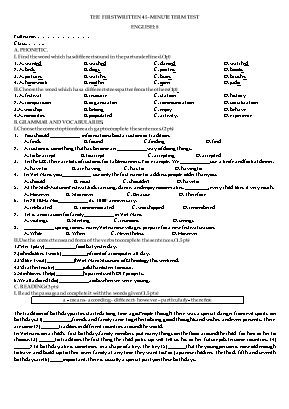 The first written 45-minute term test English 8